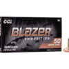CCI 5201 Blazer Brass 9mm Luger 124 gr FMJ Ammo - 50 rounds