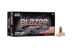 CCI 5201 Blazer Brass 9mm Luger 124 gr FMJ Ammo - 50 rounds