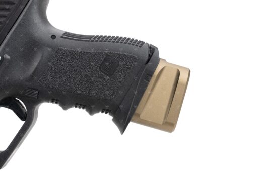 Strike Industries Aluminum Extended Magazine Plate for GLOCK G19 - FDE - Black Rifle Depot
