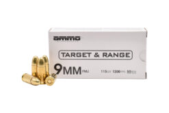 AMMO INC Target & Range 9mm 115Gr FMJ Handgun Ammo - 50 round box