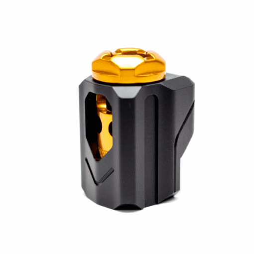 Tyrant Designs Uni-Comp Universal 9mm Pistol Compensator - Gold/Black - Black Rifle Depot