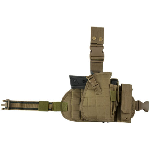 VISM Right Handed Drop Leg MOLLE Holster/Panel/Mag Pouch - Tan - Black Rifle Depot