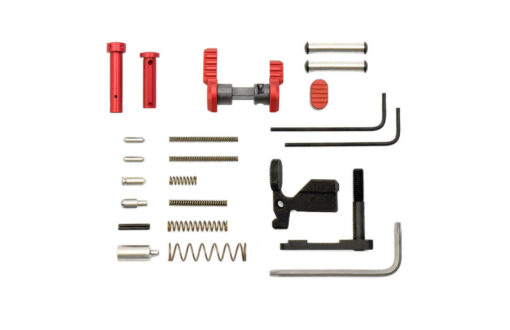Armaspec Gun Builders Stainless AR 15 Lower Parts Kit - Red - Black Rifle Depot