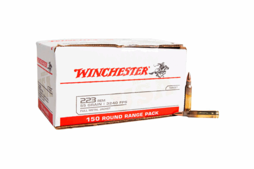 Winchester USA .223 Ammo 55 Grain FMJ USA White Box Rifle Ammo - 150 Rounds - Black Rifle Depot