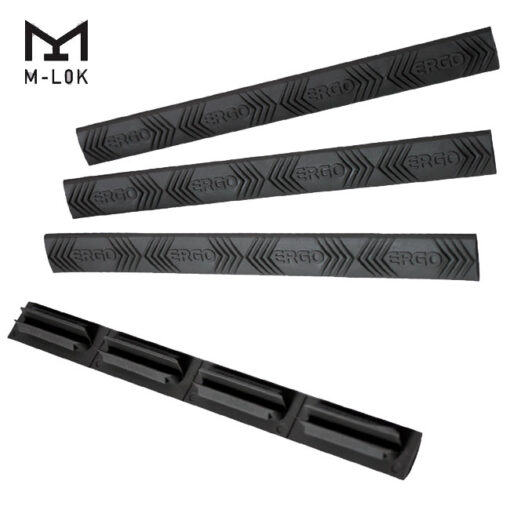 Ergo 4-Slot M-LOK WedgeLok M-LOK Logo Rail Cover 4PK Black - Black Rifle Depot
