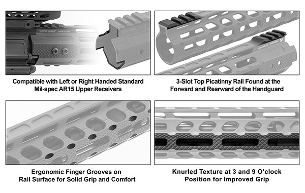 UTG-PRO-M-LOK-AR-15-15-Ultra-Slim-Free-Float-Handguard-UTG-PRO-M-LOK-AR-15-15-Ultra-Slim-Free-Float-Handguard UTG PRO M-LOK AR-15 15" Ultra Slim Free Float Handguard