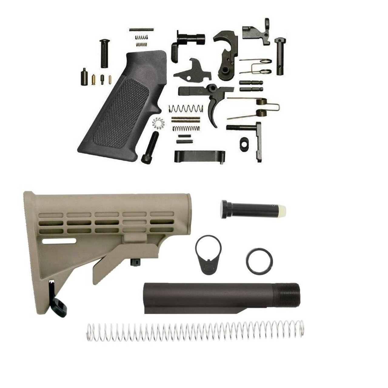 AR-15-Lower-Build-Kit-Tan-Stock-AR-15-Lower-Build-Kit-Tan-Stock AR-15 Lower Build Kit - Tan Stock
