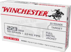 Winchester USA .223 Ammo 55 Grain FMJ USA White Box - 20 round box