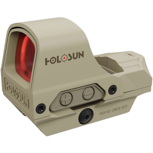 Holosun HS510CFDE HS510C Flat Dark Earth Anodized 1x 2/65 MOA Red Circle w/Dot Reticle Includes Battery/Lens Cloth/Mount/T10 L Key - Black Rifle Depot