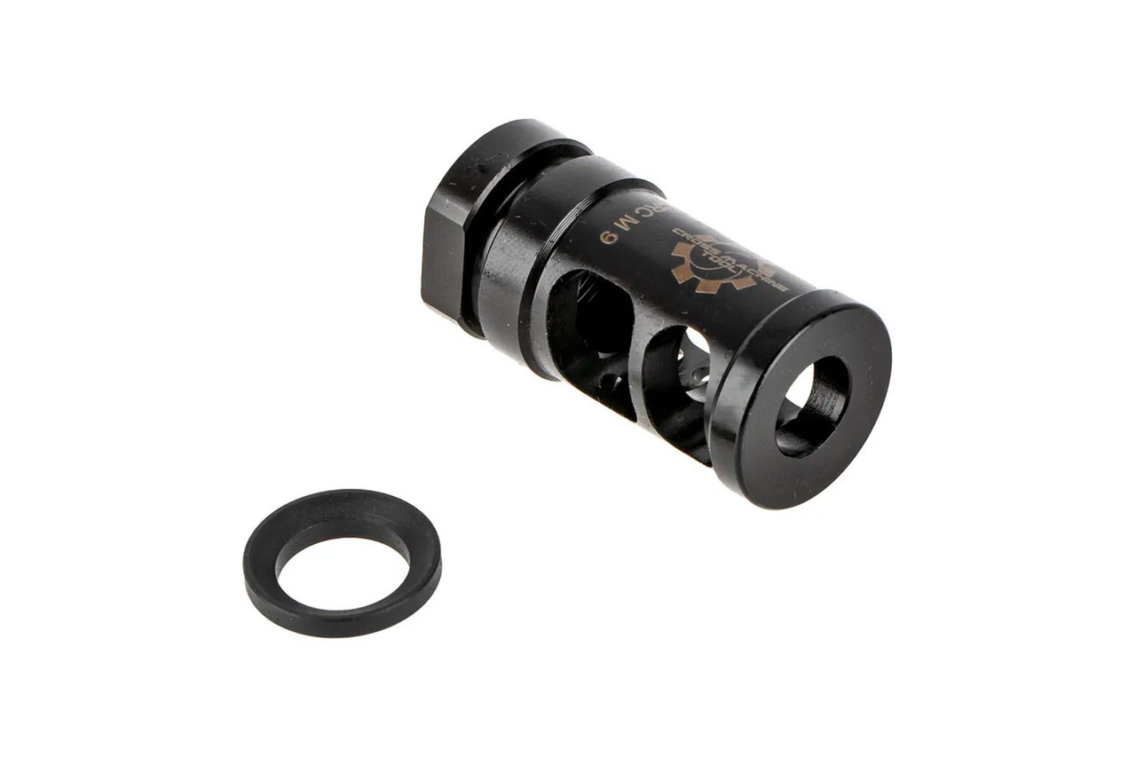 SReticle-ColorRedSReticle2-MOA-Dot-Cross-Machine-Tool-9mm-Mini-Combat-Recoil-Compensator-12x28 Cross Machine Tool 9mm Mini Combat Recoil Compensator - 1/2x28