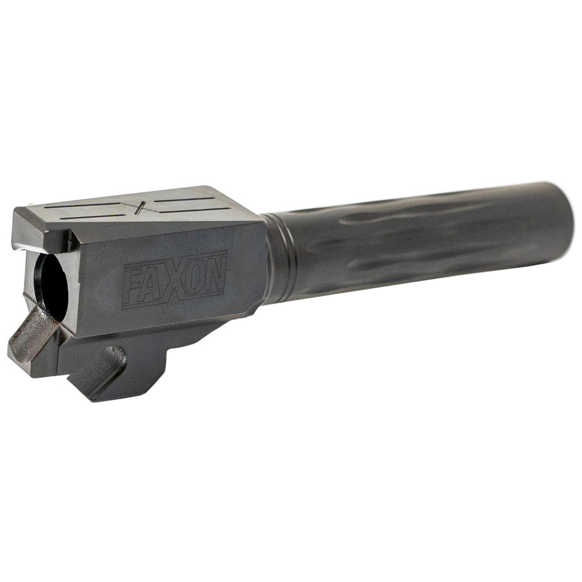 Faxon-Match-Series-Barrel-for-SIG-P320-Compact-w-Patented-Flame-Fluting-416-R-Stainless-QPQ-Nitride-Std.-Length-Non-Threaded-Faxon-Match-Series-Barrel-for-SIG-P320-Compact-w-Patented-Flame-Fluting-416-R-Stainless-QPQ-Nitride-Std.-Length-Non-Threaded Faxon Match Series Barrel for SIG P320 Compact w/ Patented Flame Fluting, 416-R Stainless, QPQ Nitride, Std. Length, Non-Threaded