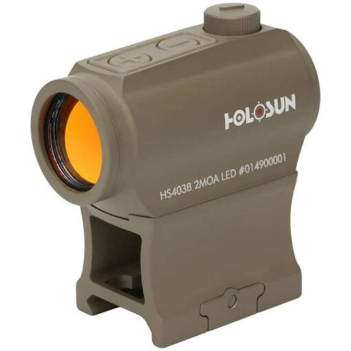 Holosun HS403BFDE HS403B Flat Dark Earth Anodized 1x 2 MOA Red Dot Reticle Includes Battery/Cover/Lens Cloth/Mounts/T10 L Key - Black Rifle Depot