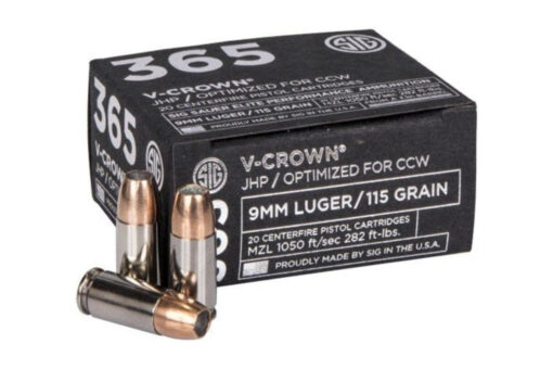 SIG Sauer 365 9mm Ammo 115 Grain Elite V-Crown JHP Ammo - 200 rounds - Black Rifle Depot