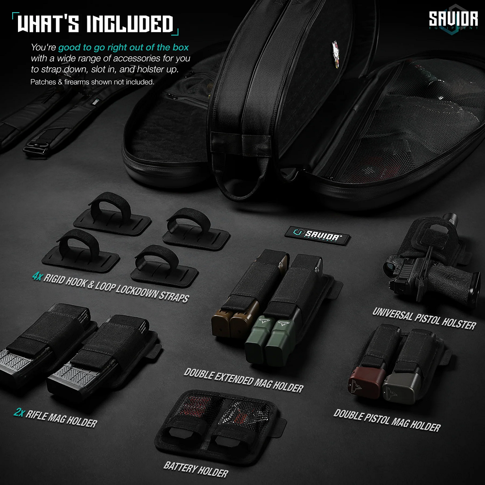 Savior-Equipment-Pro-Touring-30-Tennis-Variant-Bag-wHolders-for-Pistol-Extended-PCC-Rifle-Mag-x2-Battery-and-Holster-Accessories-Black-V1-Savior-Equipment-Pro-Touring-30-Tennis-Variant-Bag-wHolders-for-Pistol-Extended-PCC-Rifle-Mag-x2-Battery-and-Holster-Accessories-Black-V1 Savior Equipment Pro Touring 30" Tennis Variant Bag w/Holders for Pistol, Extended PCC, Rifle Mag x2, Battery, and Holster Accessories - Black V1