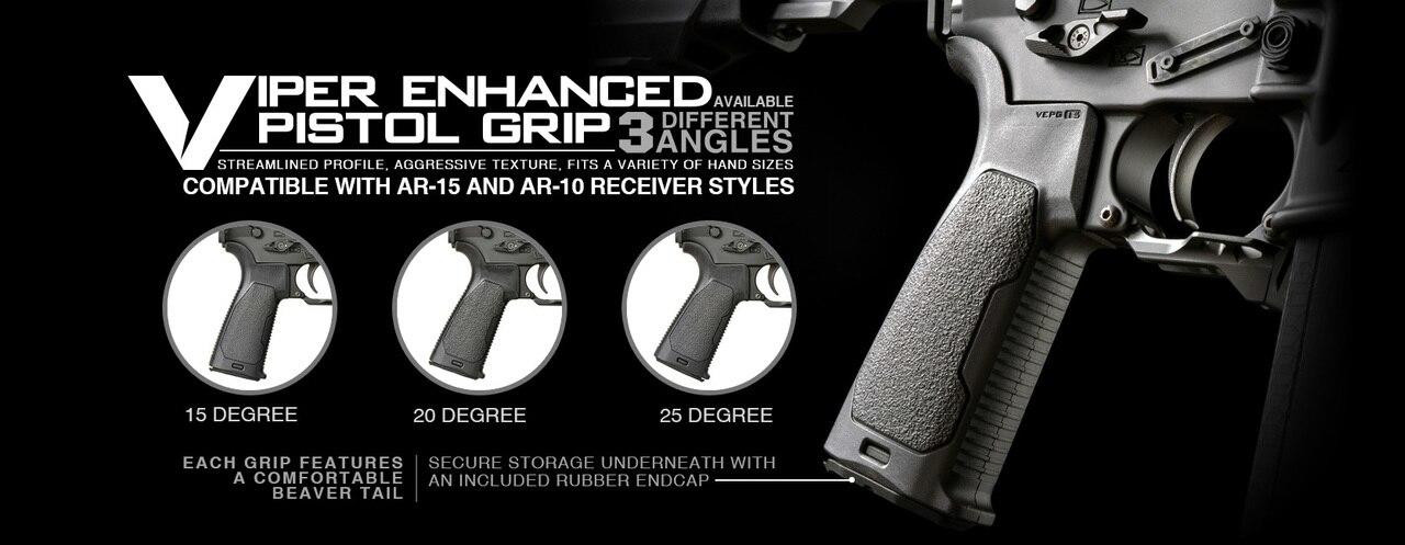 Strike Industries Enhanced Pistol Grip - 15 Degree - STRIKE INDUSTRIES Strike Industries Viper Enhanced Pistol Grip - 15 Degree STRIKE INDUSTRIES Strike Industries Viper Enhanced Pistol Grip - 15 Degree