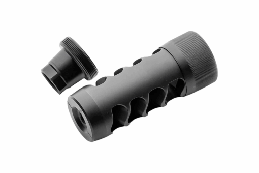 Area 419 Hellfire Match Self Timing 5/8-24 Muzzle Brake w/ Thread Adapter - 6.5mm, Black - Black Rifle Depot