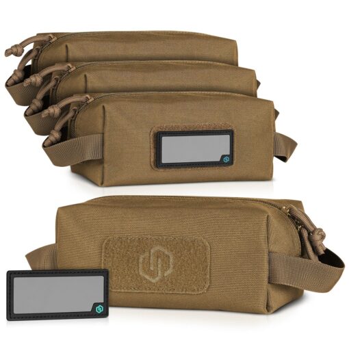 Savior Equipment 4-PACK Loose Soft Accessories Carrier, 9"x4"x4" w/ 8 Writeable Patches - Tan - Black Rifle Depot