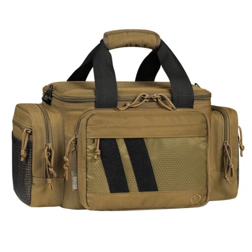 Savior Equipment v2.0 Specialist Range Bag, w/ 3x Individual Pistol Sleeves & ID Velcro Patches, Adjustable Divider, Oversize Shoulder Pad - Tan - Black Rifle Depot