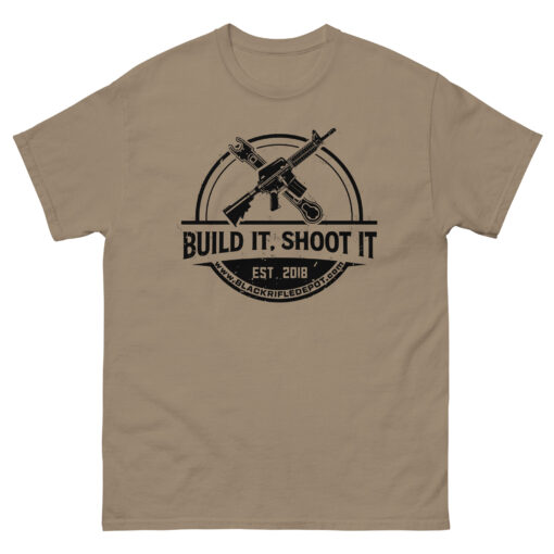 Build It, Shoot It Short Sleeve T-Shirt - Black Logo - Brown Savana, XL - Black Rifle Depot