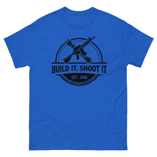 Build It, Shoot It Short Sleeve T-Shirt - Black Logo - Royal, XL - Black Rifle Depot