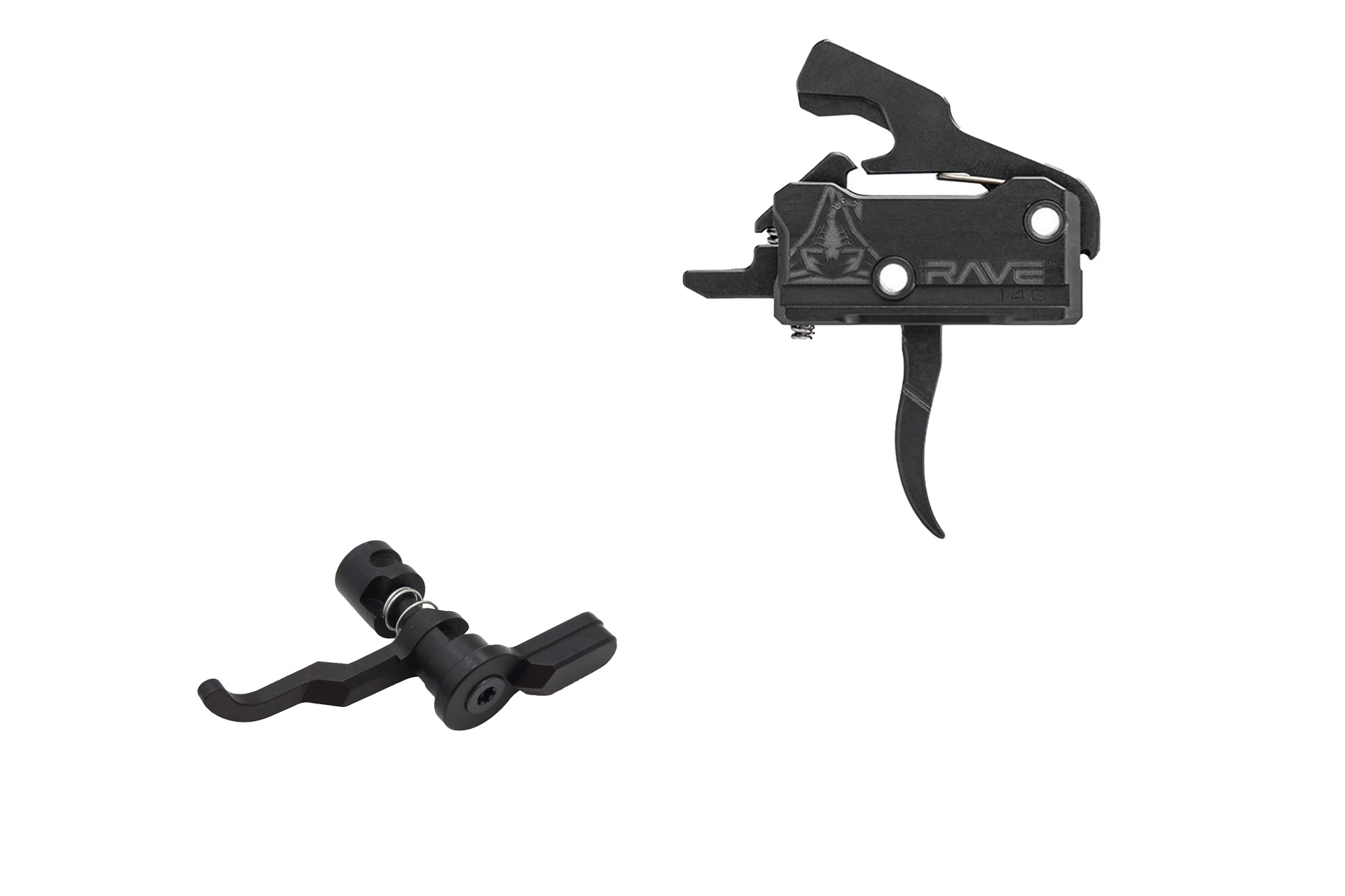 BUNDLE-RBCASS AR-15 trigger and selector bundle with Rise RAVE 140 curved trigger and Atrius 3-position super selector