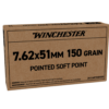 Winchester 7.62x51mm 150 grain pointed soft point ammo box 20 cartridges