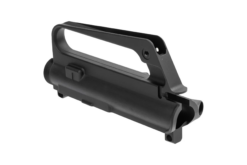 Angled view of Luth-AR A1/C7 upper receiver with hardcoat anodized finish and carry handle channel