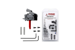 Rise Armament RAVE 140 red flat drop-in trigger with AR-15 lower parts kit and pins