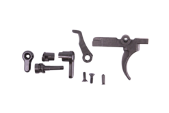 Active Safety Designs ARC-Fire ambidextrous trigger kit parts layout with pre-cut trigger