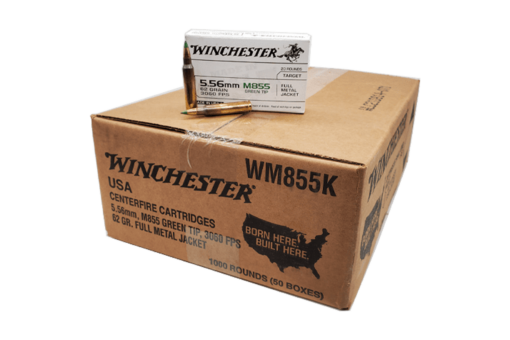 Winchester WM855K 5.56 NATO 62gr FMJ Green Tip Rifle Ammo - 1000 round case - Black Rifle Depot