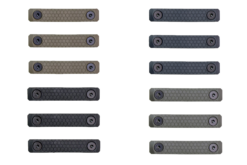 Slate Black Industries 2-slot M-LOK Slate Panels three-pack in multiple colors with textured polymer grip surface