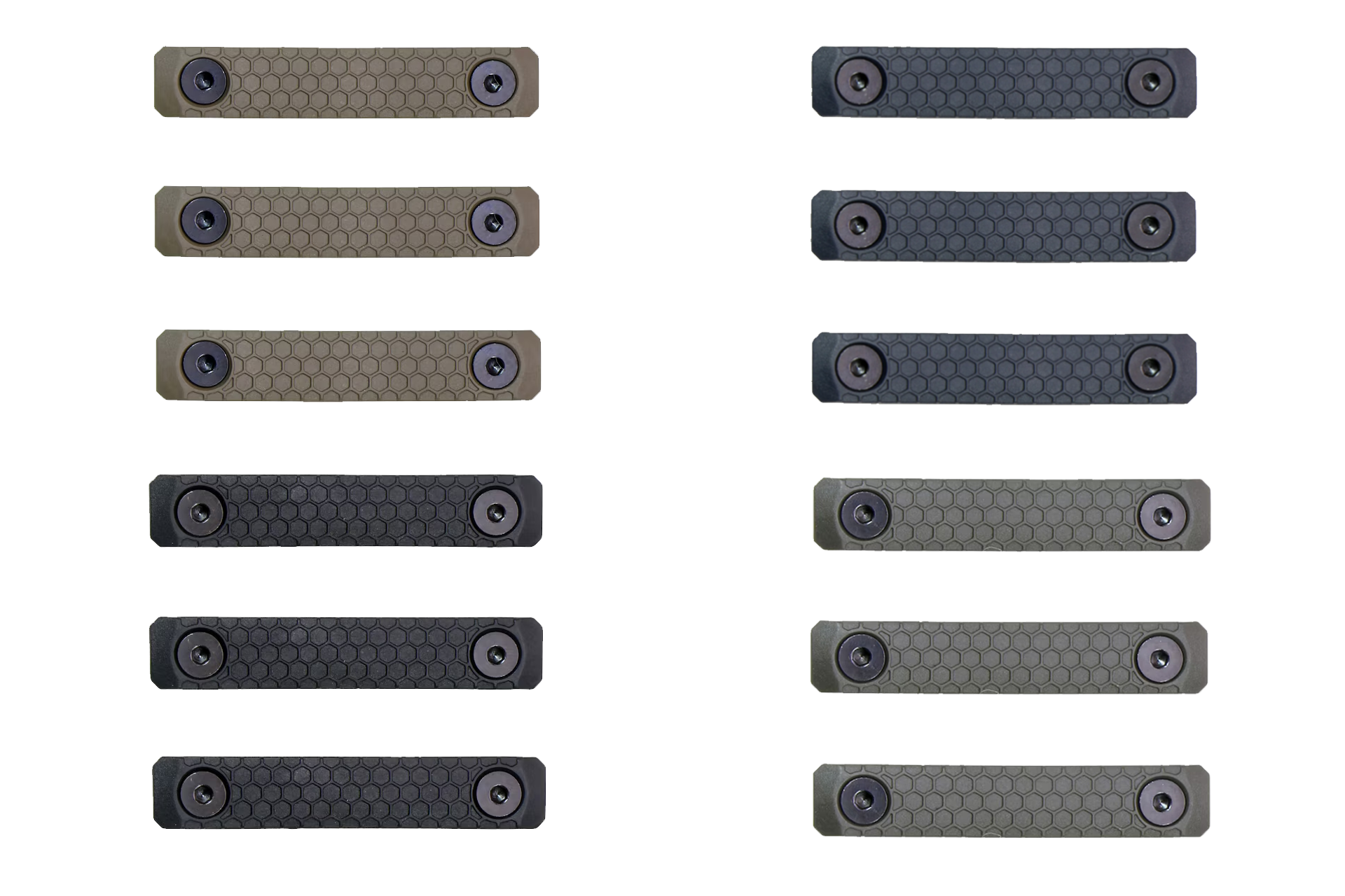 SLATEBLACK2SLOTCOVERS Slate Black Industries 2-slot M-LOK Slate Panels three-pack in multiple colors with textured polymer grip surface