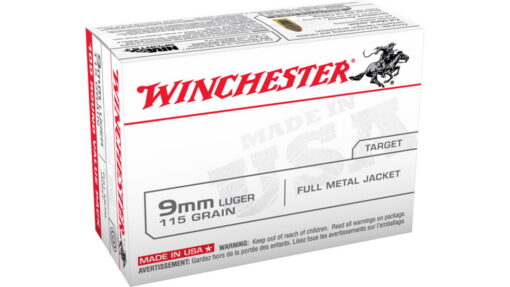 Winchester Ammo USA9MMVP USA 9mm Luger 115 gr (FMJ) target ammo/Handgun Ammo - 100 Rounds - Black Rifle Depot