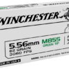 Winchester WM855K 5.56 NATO 62 grain FMJ green tip rifle ammunition in a 20-round box