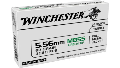 Winchester WM855K 5.56 NATO 62gr FMJ GREEN TIP Rifle Ammo - 20 Rounds - Black Rifle Depot
