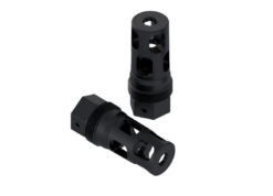 Comstock Armory full-size 22 Cal 1/2x28 muzzle brake with Plan-B suppressor mount and black nitride finish