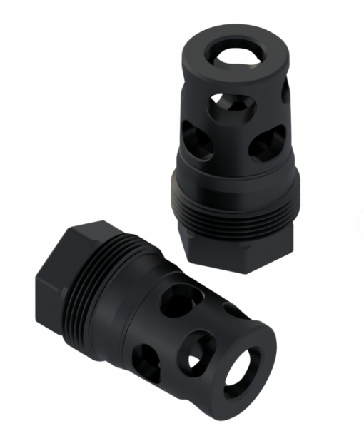 Comstock Armory Compact 9mm Muzzle Brake - 1/2x36 - Black Rifle Depot