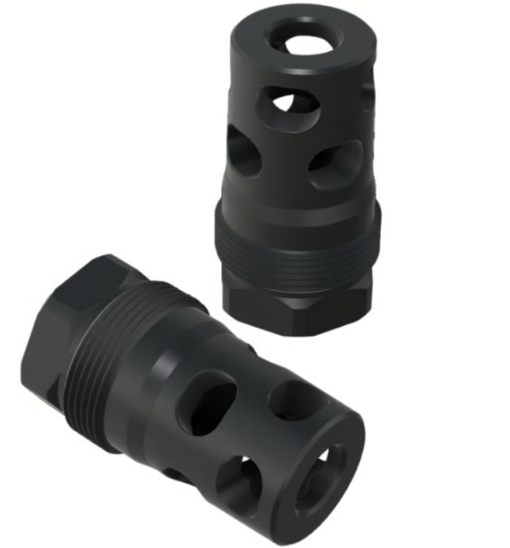 Comstock Armory Compact 9mm Facemount Muzzle Brake - 5/8x24 - Black Rifle Depot