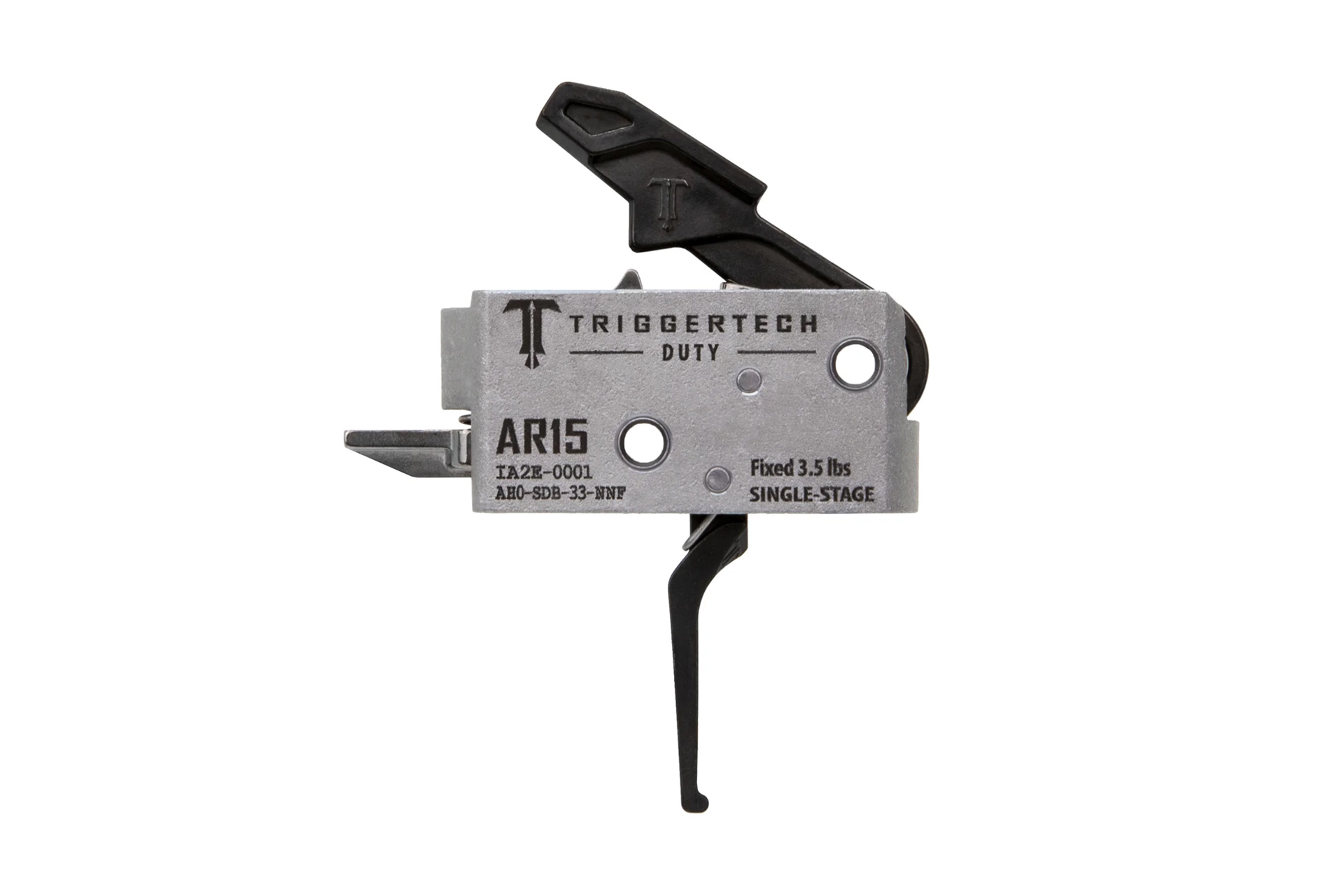 37329---AHO-SDB-33-NNF TriggerTech AR15 Single-Stage Duty Trigger with flat black trigger lever and fixed 3.5 lb pull