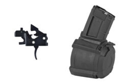 Partisan Disruptor black AR-15 forced reset trigger bundled with Magpul PMAG D-60 60-round drum magazine